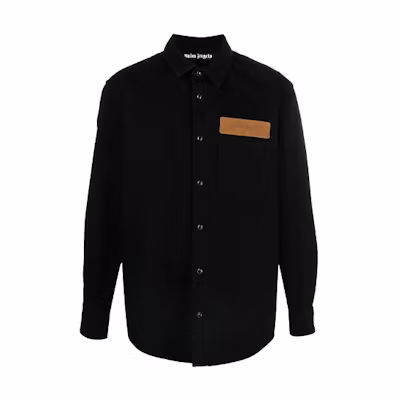PALM ANGELS SS21 Black Arc Logo Collared Shirt PMYD008S21DEN0031001