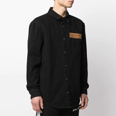 PALM ANGELS SS21 ブラック アークロゴ カラー シャツ PMYD008S21DEN0031001 Purchase PALM ANGELS SS21 ブラック アークロゴ カラー シャツ PMYD008S21DEN0031001