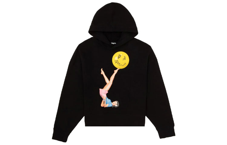 PALM ANGELS SS21 Black Hoodie with Circus Graphic Print for Men PMBB098R21FLE0021030