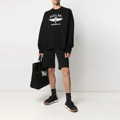 Palm Angels SS21 黑色標誌印花圓領套頭衫毛衣 PMBA026S21FLE0061001 Lookbook Palm Angels SS21 黑色標誌印花圓領套頭衫毛衣 PMBA026S21FLE0061001