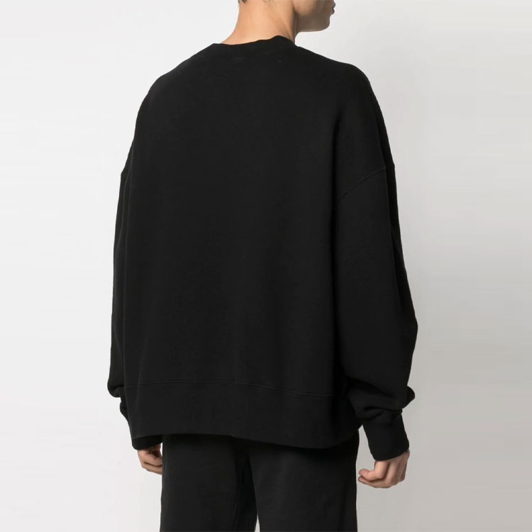 Shop Palm Angels SS21 黑色標誌印花圓領套頭衫毛衣 PMBA026S21FLE0061001