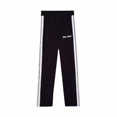 PALM ANGELS SS21 Black Logo Print Striped Track Pants PMCA007S21FAB0051001