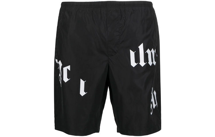 Palm Angels SS21 Black Shattered Logo Beach Shorts PMFA006R21FAB0011001