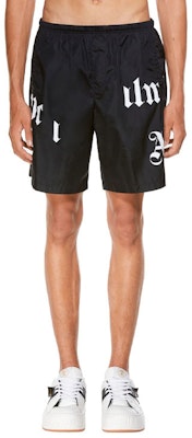 Palm Angels SS21 Black Shattered Logo Beach Shorts PMFA006R21FAB0011001 Shop Palm Angels SS21 Black Shattered Logo Beach Shorts PMFA006R21FAB0011001