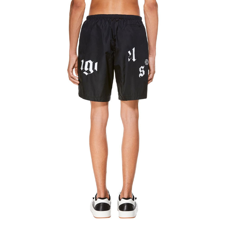 Purchase Palm Angels SS21 Black Shattered Logo Beach Shorts PMFA006R21FAB0011001