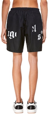 Palm Angels SS21 Black Shattered Logo Beach Shorts PMFA006R21FAB0011001 Purchase Palm Angels SS21 Black Shattered Logo Beach Shorts PMFA006R21FAB0011001