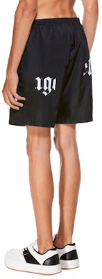 Palm Angels SS21 Black Shattered Logo Beach Shorts PMFA006R21FAB0011001 Details for Palm Angels SS21 Black Shattered Logo Beach Shorts PMFA006R21FAB0011001