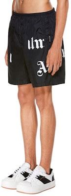Palm Angels SS21 Black Shattered Logo Beach Shorts PMFA006R21FAB0011001 Sizing Palm Angels SS21 Black Shattered Logo Beach Shorts PMFA006R21FAB0011001