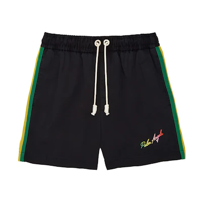 PALM ANGELS SS21 Black Side Stripe Drawstring Shorts PMCB034S21FAB0031084