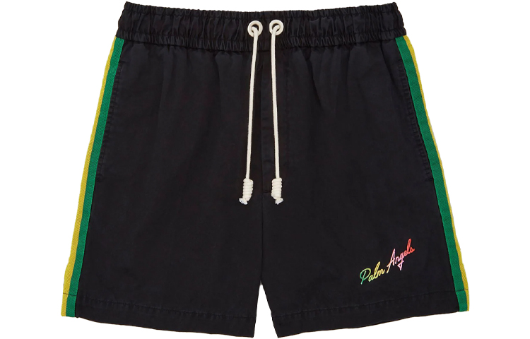 Order PALM ANGELS SS21 黑色侧条纹抽绳短裤 PMCB034S21FAB0031084