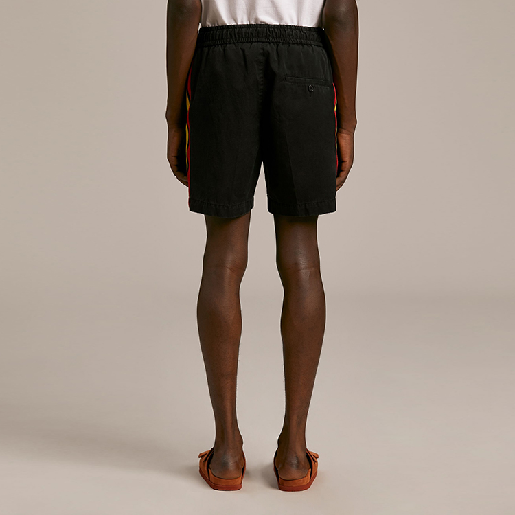 Purchase PALM ANGELS SS21 黑色侧条纹抽绳短裤 PMCB034S21FAB0031084