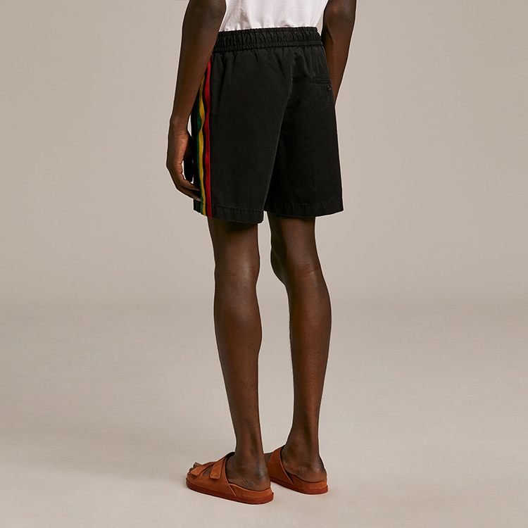 Details for PALM ANGELS SS21 黑色侧条纹抽绳短裤 PMCB034S21FAB0031084