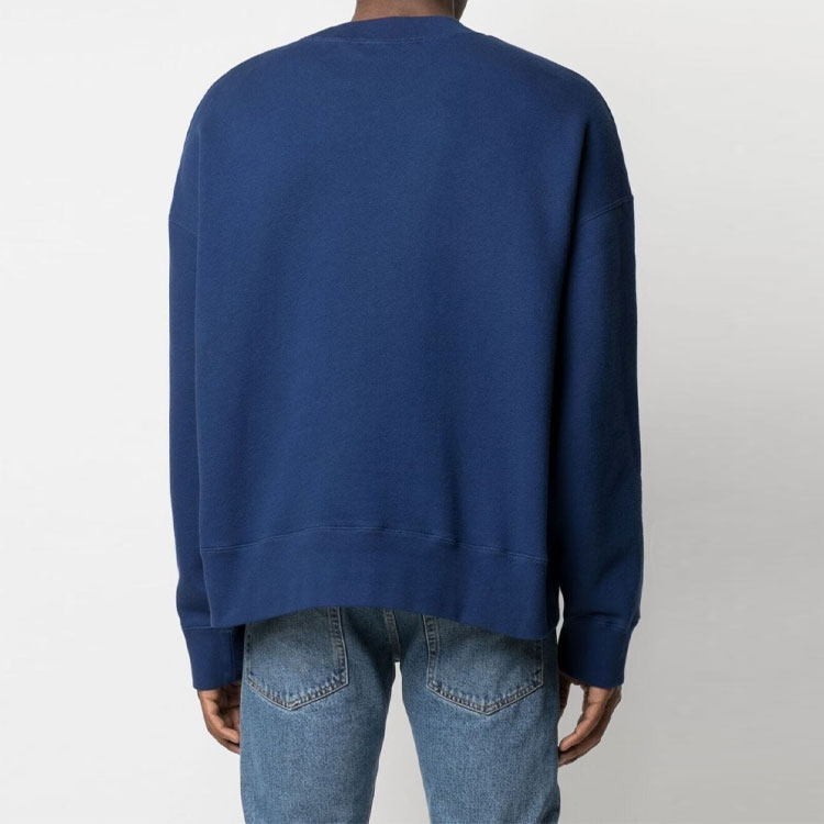 Shop PALM ANGELS SS21 Baju Biru Logo Kartun Crewneck Pullover Lelaki. PMBA026S21FLE0084601