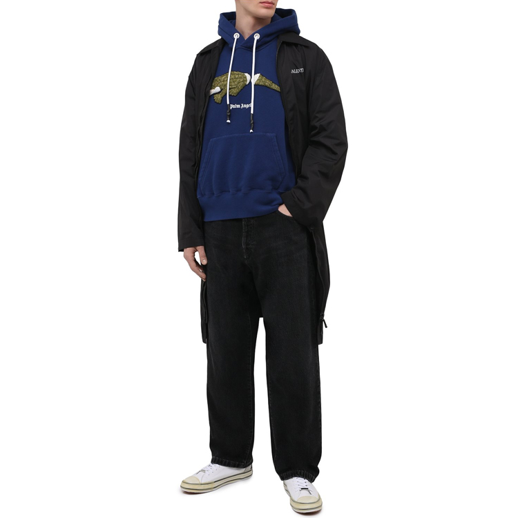 Lookbook Palm Angels SS21 男款蓝色鳄鱼印花棉质连帽衫 PMBB058R21FLE0024655