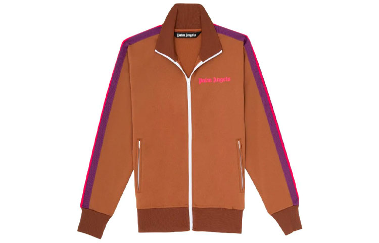 PALM ANGELS SS21 Brown College Striped Sleeve Track Jacket PMBD001R21FAB0036034
