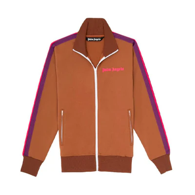PALM ANGELS SS21 Brown College Striped Sleeve Track Jacket PMBD001R21FAB0036034