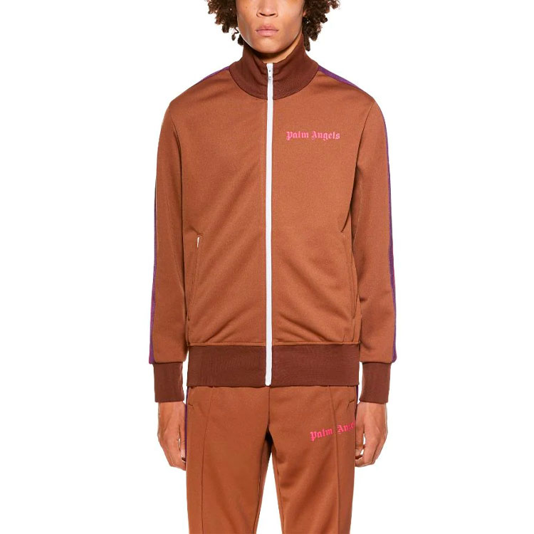 Purchase PALM ANGELS SS21 Brown College Striped Sleeve Track Jacket PMBD001R21FAB0036034