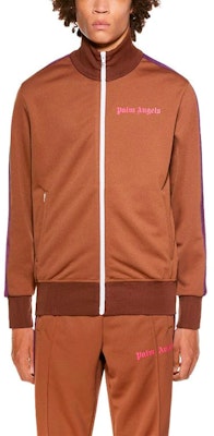 PALM ANGELS SS21 Brown College Striped Sleeve Track Jacket PMBD001R21FAB0036034 Purchase PALM ANGELS SS21 Brown College Striped Sleeve Track Jacket PMBD001R21FAB0036034