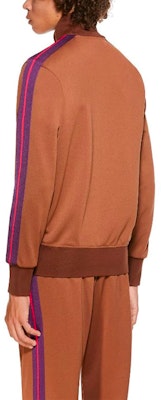 PALM ANGELS SS21 Brown College Striped Sleeve Track Jacket PMBD001R21FAB0036034 Cheap PALM ANGELS SS21 Brown College Striped Sleeve Track Jacket PMBD001R21FAB0036034