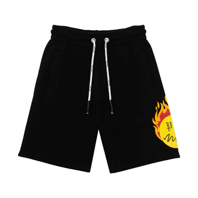 PALM ANGELS SS21 Burning Head Lace Loose Fit Black Shorts PMCI010R21FLE0011018