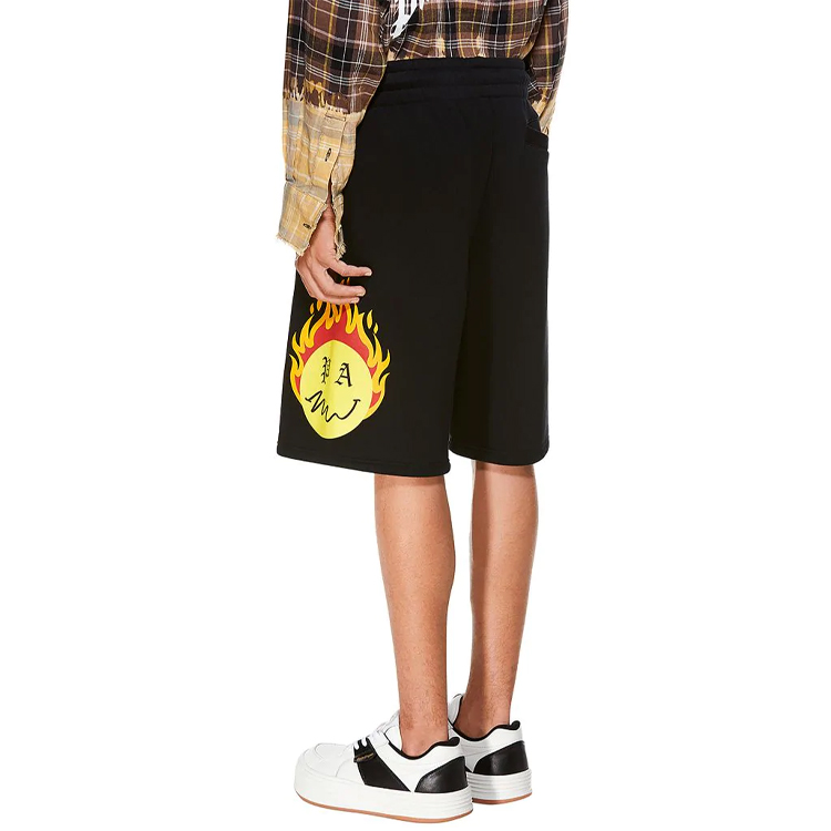 Details for PALM ANGELS SS21 燃燒頭炎印花寬鬆黑色短褲 PMCI010R21FLE0011018