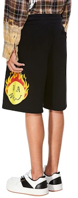 PALM ANGELS SS21 燃燒頭炎印花寬鬆黑色短褲 PMCI010R21FLE0011018 Details for PALM ANGELS SS21 燃燒頭炎印花寬鬆黑色短褲 PMCI010R21FLE0011018