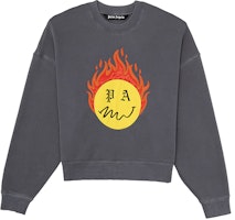 PALM ANGELS SS21 Burning Head Oversized Crewneck Sweatshirt Grey PMBA026R21FLE0051018 PALM ANGELS SS21 Burning Head Oversized Crewneck Sweatshirt Grey PMBA026R21FLE0051018