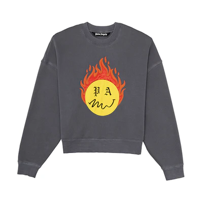 PALM ANGELS SS21 Burning Head Oversized Crewneck Sweatshirt Grey PMBA026R21FLE0051018