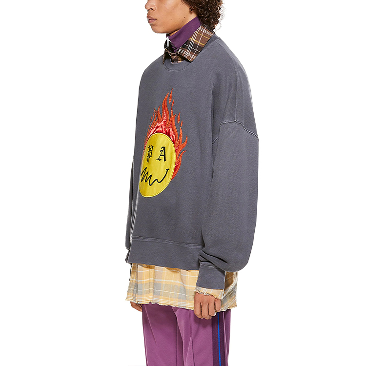 Sizing PALM ANGELS SS21 火焰头宽松版圆领卫衣 灰色 PMBA026R21FLE0051018