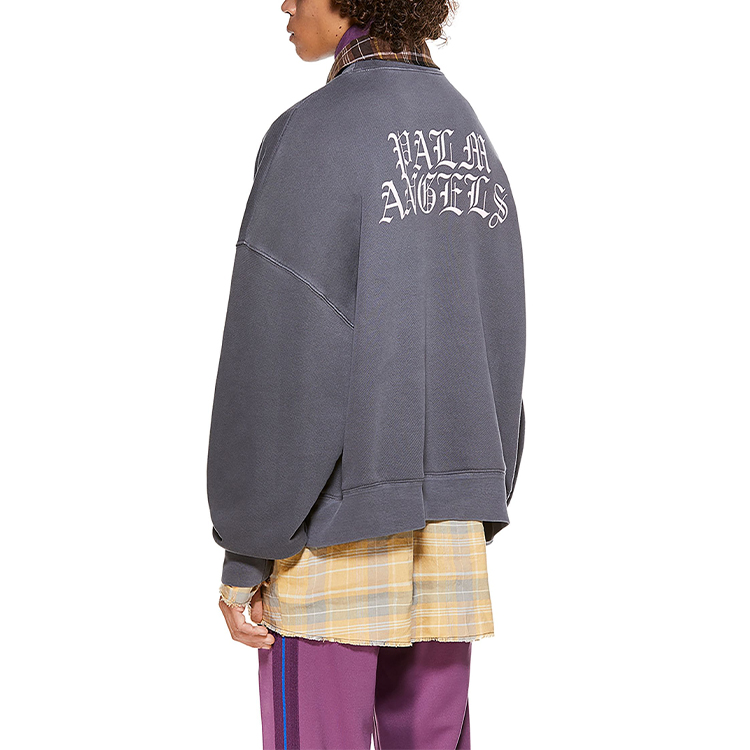 Cheap PALM ANGELS SS21 火焰头宽松版圆领卫衣 灰色 PMBA026R21FLE0051018