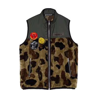 PALM ANGELS SS21 Camouflage Sleeveless Fleece Vest Army Green. PMEA160S21FAB0015610