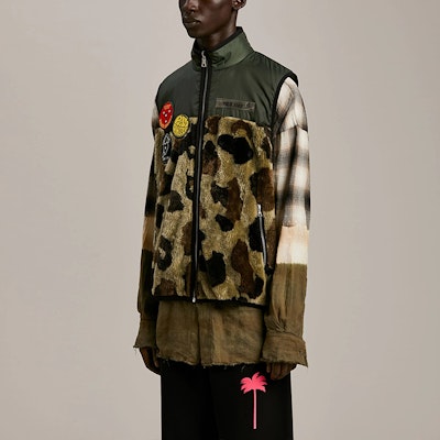 PALM ANGELS SS21迷彩无袖羊羔绒马甲军绿色。 PMEA160S21FAB0015610 Sizing PALM ANGELS SS21迷彩无袖羊羔绒马甲军绿色。 PMEA160S21FAB0015610