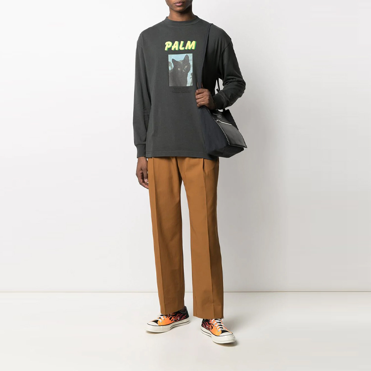 Lookbook パームエンジェルス SS21 キャット グラフィック フーディ セメントブラック PMAB002R21JER0011018