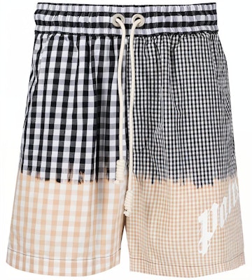 Palm Angels SS21 Checkered Patchwork Logo Casual Shorts Black PMCB034S21FAB0026101 Buy Palm Angels SS21 Checkered Patchwork Logo Casual Shorts Black PMCB034S21FAB0026101