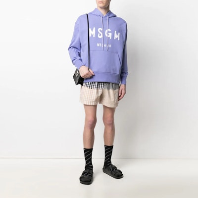 Palm Angels SS21 Checkered Patchwork Logo Casual Shorts Black PMCB034S21FAB0026101 Lookbook Palm Angels SS21 Checkered Patchwork Logo Casual Shorts Black PMCB034S21FAB0026101