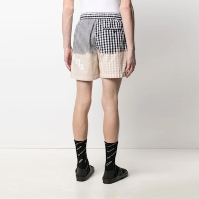Palm Angels SS21 Checkered Patchwork Logo Casual Shorts Black PMCB034S21FAB0026101 Purchase Palm Angels SS21 Checkered Patchwork Logo Casual Shorts Black PMCB034S21FAB0026101