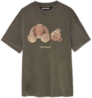 PALM ANGELS SS21 Decap Bear Logo T-shirt Green Mens PMAA001S21JER0165601 PALM ANGELS SS21 Decap Bear Logo T-shirt Green Mens PMAA001S21JER0165601
