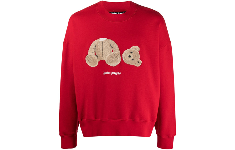 Order PALM ANGELS SS21 デキャピテイテッドベア カートゥーン クルーネック スウェットシャツ レッド メンズ PMBA026R21FLE0012560
