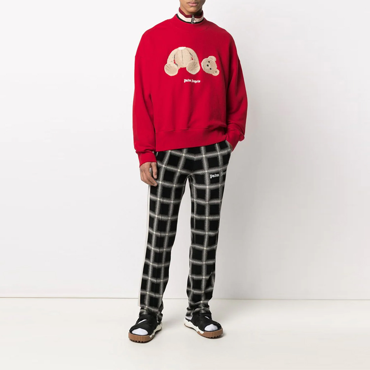 Lookbook PALM ANGELS SS21 デキャピテイテッドベア カートゥーン クルーネック スウェットシャツ レッド メンズ PMBA026R21FLE0012560