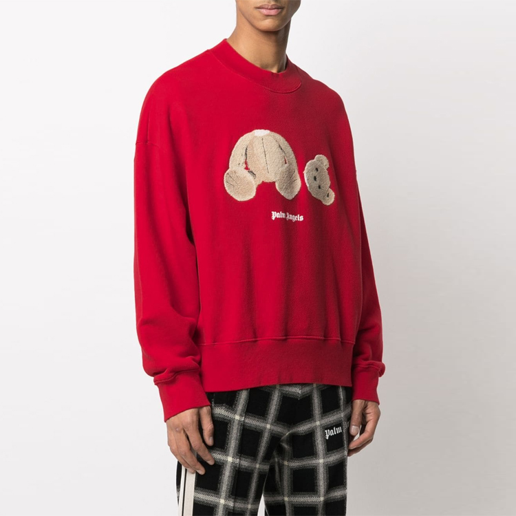 Purchase PALM ANGELS SS21 デキャピテイテッドベア カートゥーン クルーネック スウェットシャツ レッド メンズ PMBA026R21FLE0012560