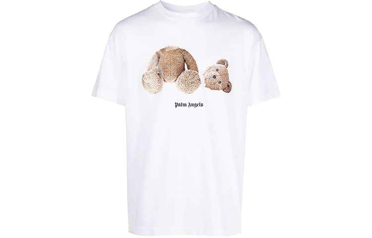 PALM ANGELS SS21 Decapitated Bear Print T-Shirt White PMAA001S21JER0180160