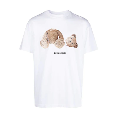 PALM ANGELS SS21 Decapitated Bear Print T-Shirt White PMAA001S21JER0180160