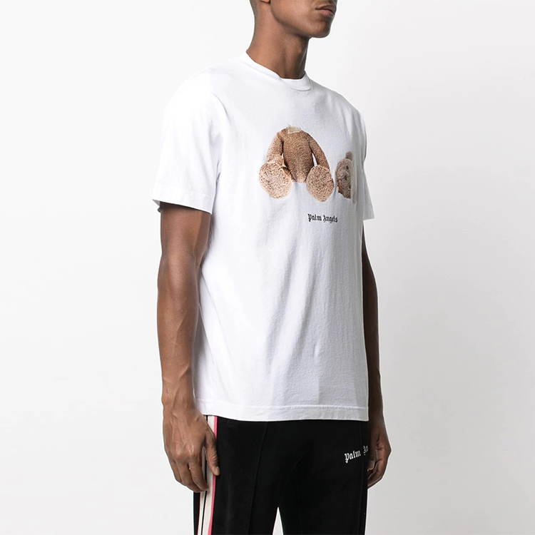Shop PALM ANGELS SS21 斷頭熊印花白色T恤 PMAA001S21JER0180160
