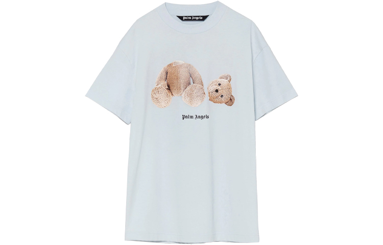 Palm Angels SS21 Decapitated Bear Print Tee  Blue PMAA001S21JER0184460