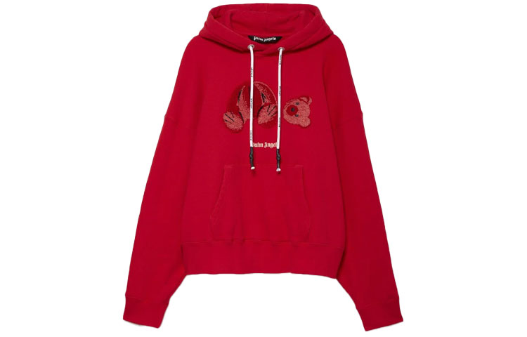 Palm Angels SS21 Decapitated Teddy Hoodie Unisex Red PMBB058T21FLE0012525