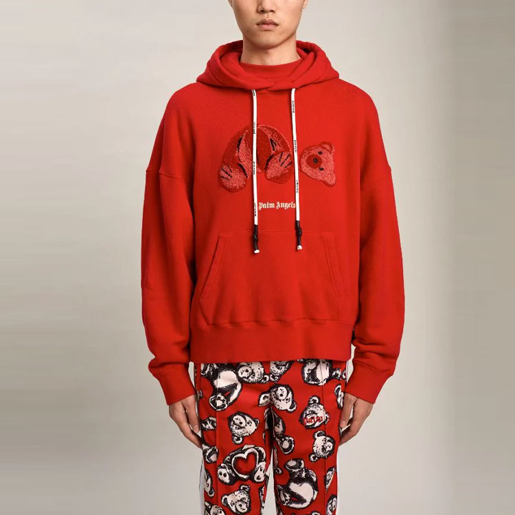 Shop Palm Angels SS21 断头熊连帽衫 男女同款 红色 PMBB058T21FLE0012525