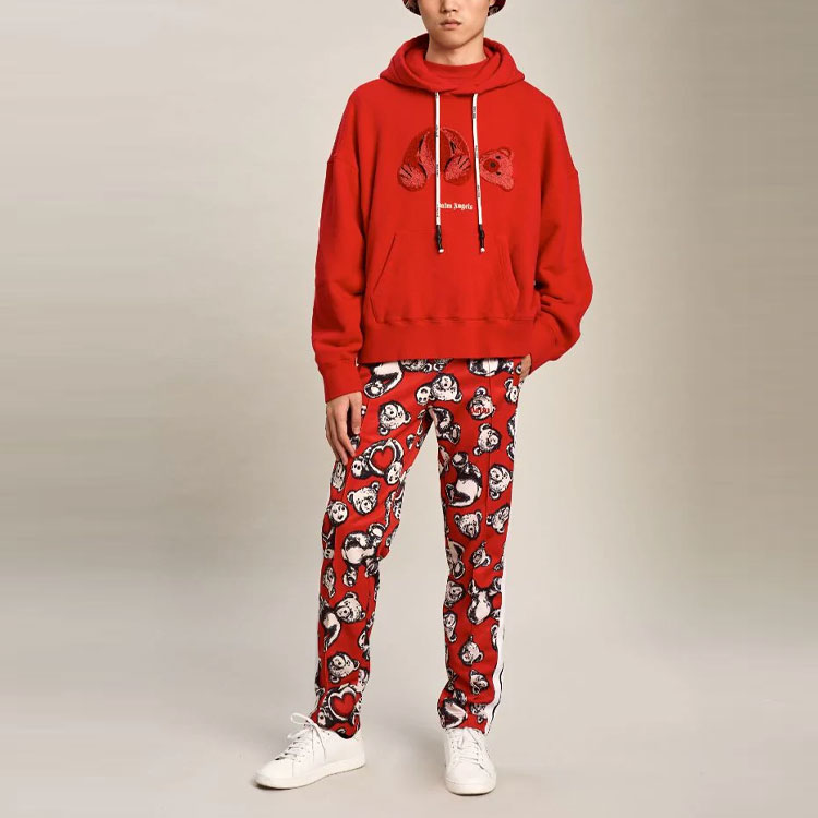Cheap Palm Angels SS21 断头熊连帽衫 男女同款 红色 PMBB058T21FLE0012525