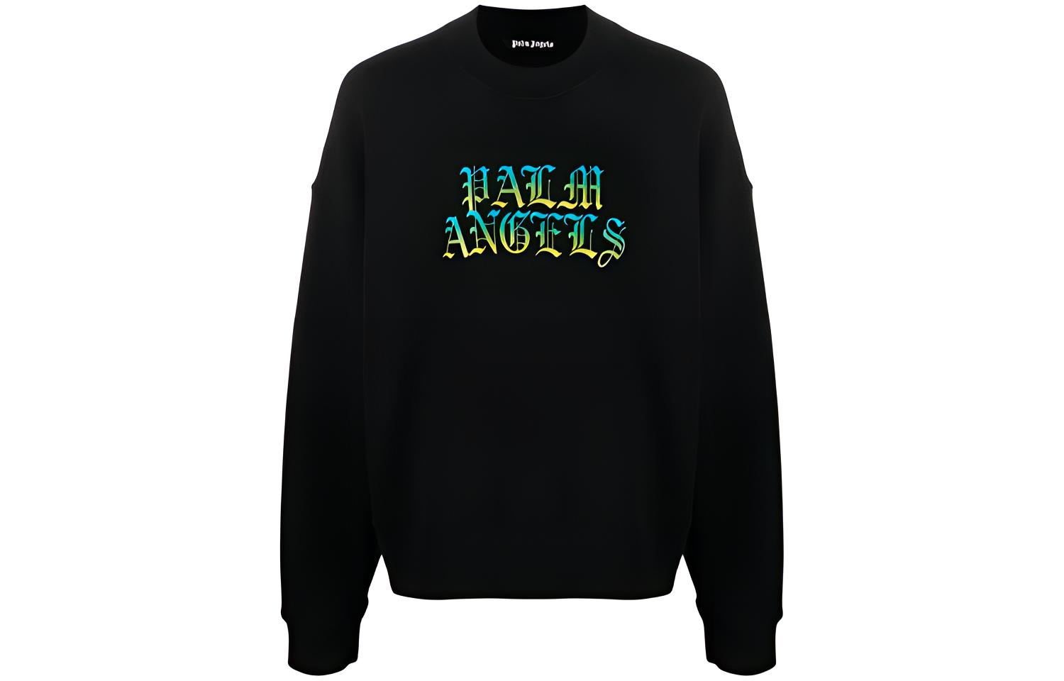 Palm Angels SS21 Gradient Logo Oversized Crewneck Sweatshirt Black PMBA026R21FLE0041084