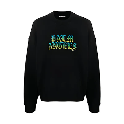 Palm Angels SS21 Gradient Logo Oversized Crewneck Sweatshirt Black PMBA026R21FLE0041084
