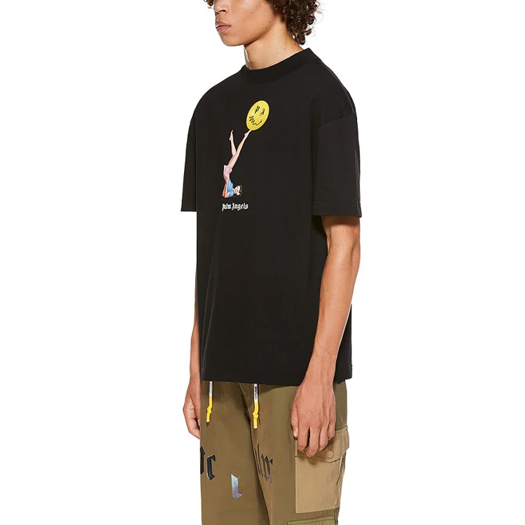 Details for Palm Angels Kaos Hitam SS21 Graphic Print Crew Neck PMAA001R21JER0101030